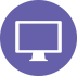 Purple and white desktop computer icon.