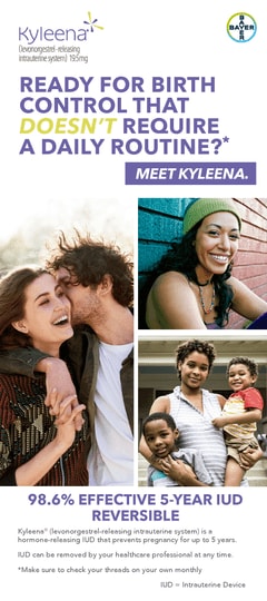 Kyleena® (levonorgestrel-releasing intrauterine system) 19.5 mg IUD patient brochure cover.